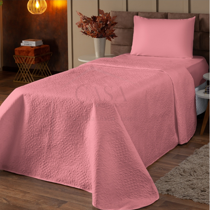 Kit Colcha Cobre Leito Solteiro p/ Cama Box e Fronha 02 pçs
