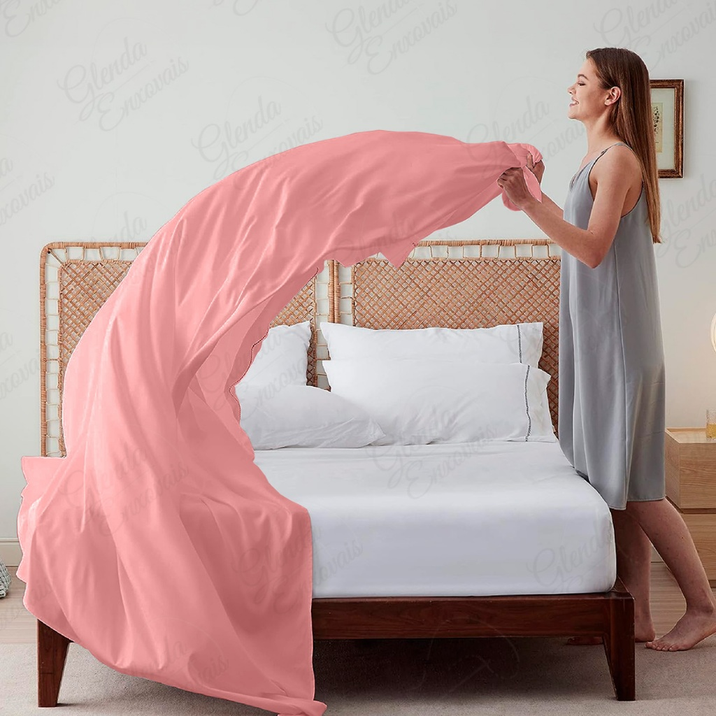 Lençol de Cobrir com Alta Qualidade e Fronhas em Detalhe Ponto Palito-3PCS