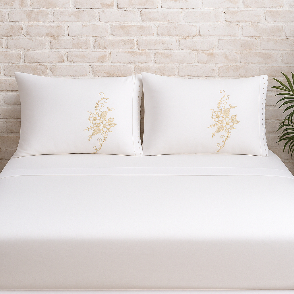 Jogo de Lençol Veneza Cama Queen Com Lese e Bordado 3 Peças para o Dia a Dia Cores