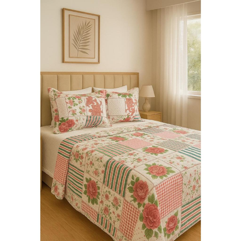 Kit Colcha Cobre Leito Bouti Dupla Face 3 peças, Casal Tradicional Box / Queen.