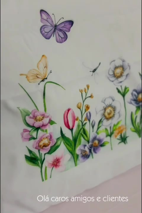 Kit Jogo de Lençol Micropercal 400 Fios Ponto Palito Fronha Estampada