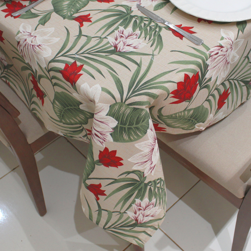 Toalha de Mesa Retangular 6 Lugares Linhão Estampado 2,20m X 1,40m Sala/Jantar