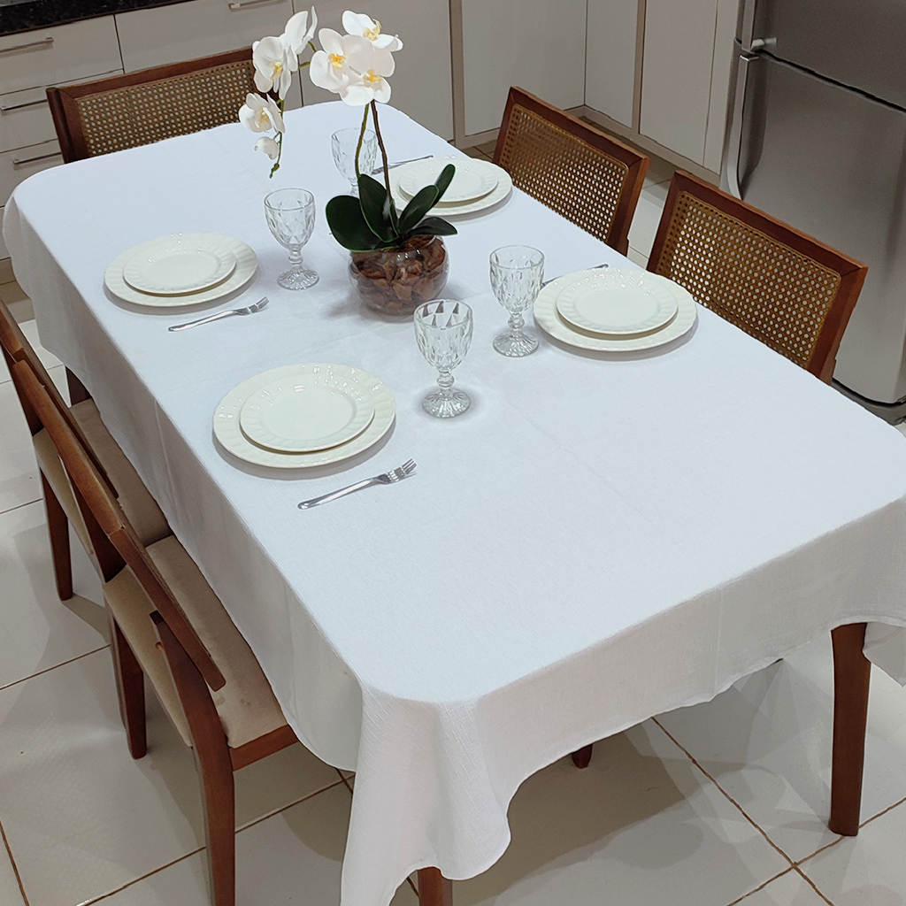 Toalha de Mesa Retangular 6 Lugares Linhão Estampado 2,20m X 1,40m Sala/Jantar