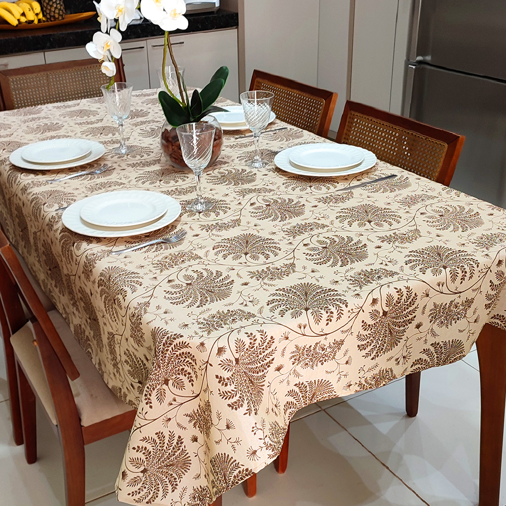 Toalha de Mesa Retangular 6 Lugares Linhão Estampado 2,20m X 1,40m Sala/Jantar