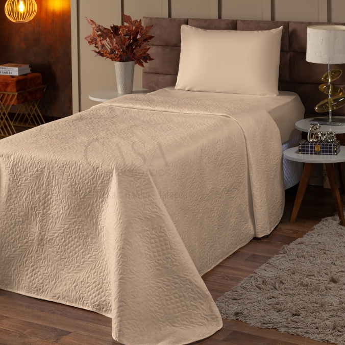 Kit Colcha Cobre Leito Solteiro p/ Cama Box e Fronha 02 pçs
