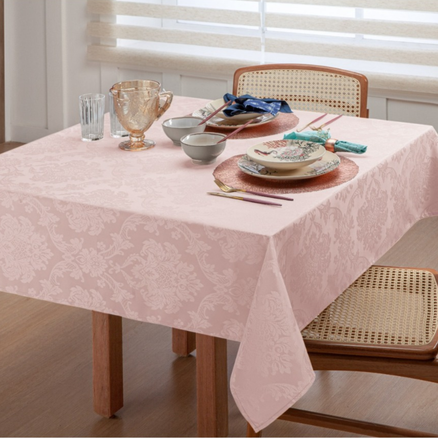 Toalha De Mesa Luxo 4 Lugares Jacquard Original Tecido Grosso Promoção