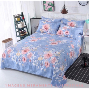 Jogo de Cama Casal 3 Peças Estampado Luxo | Lençol + 2 Fronhas | Toque Macio | Estampas Sortidas Oferta*