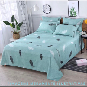 Jogo de Cama Casal 3 Peças Estampado Luxo | Lençol + 2 Fronhas | Toque Macio | Estampas Sortidas Oferta*