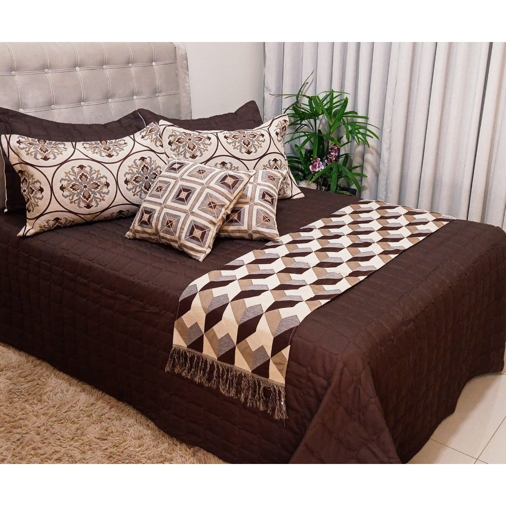 Kit Cobre Leito Casal Padrão 6 Peças Thaeme Franja Sem Enchimentos 2,50mx2,50m