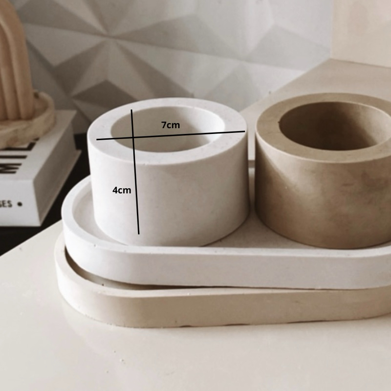 Kit AESTHETIC: Vaso Minimalista + Bandeja Decorativa + Vela Aromática | Produto Artesanal.