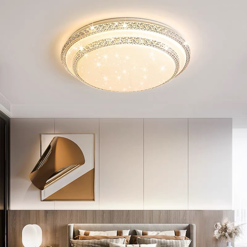 Plafon 2 Andar Céu Estrelado Lustre Estrela Brilho Plástico 3 Cores Multicor 24W