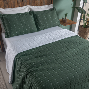 Kit Cobre Leito Casal Padrão 3 Pçs Decor Bordado Sofisticado