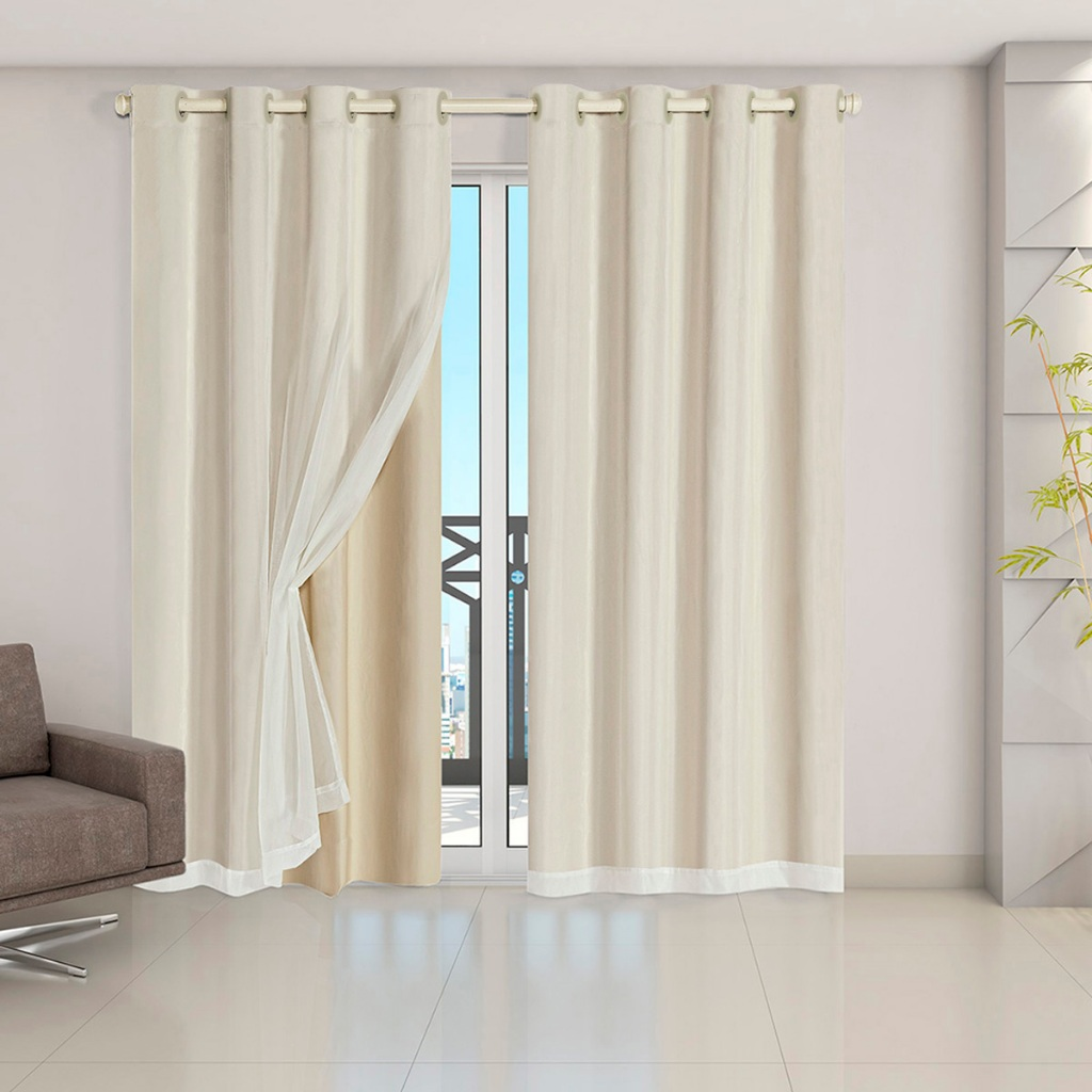 Cortina Veda Luz Blackout Blecaute PVC Com Tecido Voil Para Janela e Porta