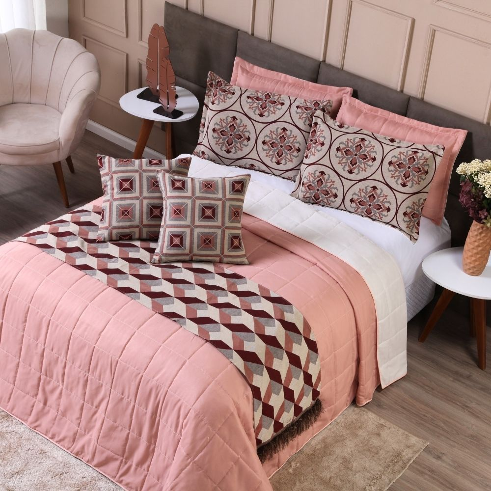 Kit Cobre Leito Casal Padrão 6 Peças Thaeme Franja Sem Enchimentos 2,50mx2,50m