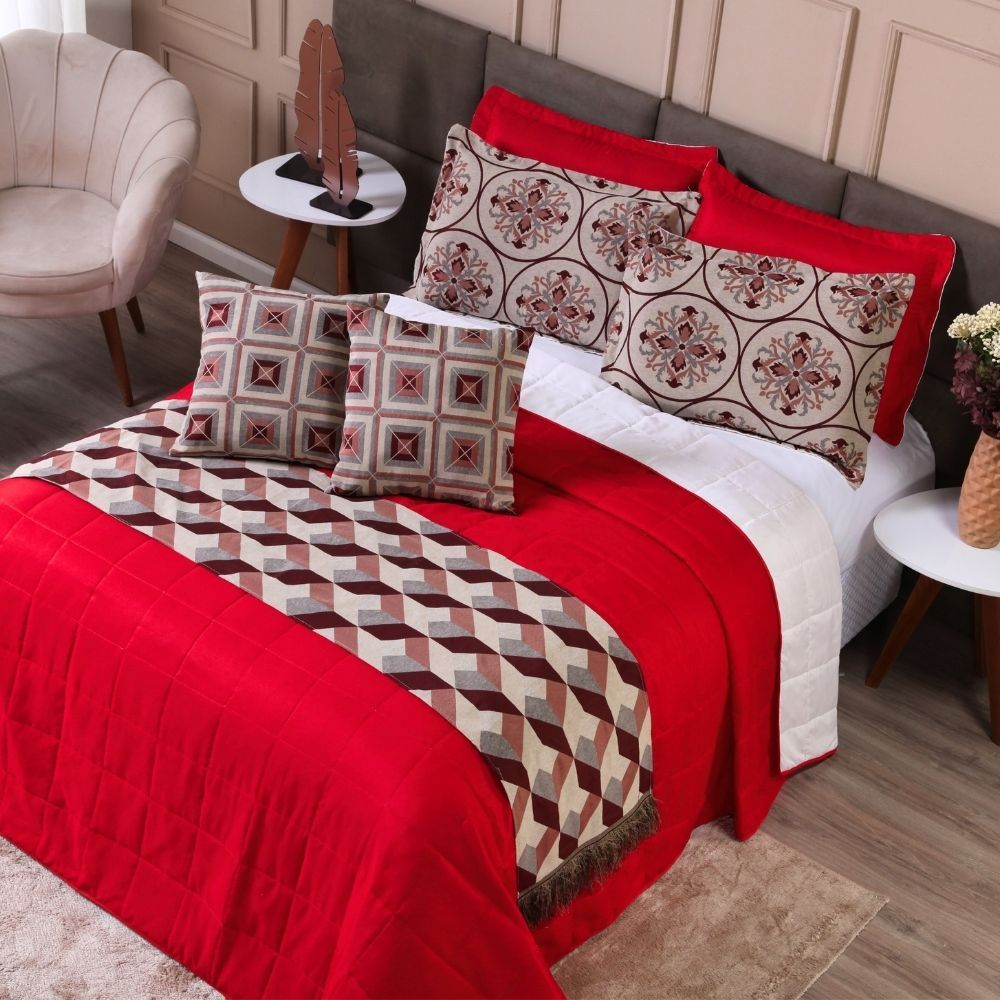 Kit Cobre Leito Casal Padrão 6 Peças Thaeme Franja Sem Enchimentos 2,50mx2,50m