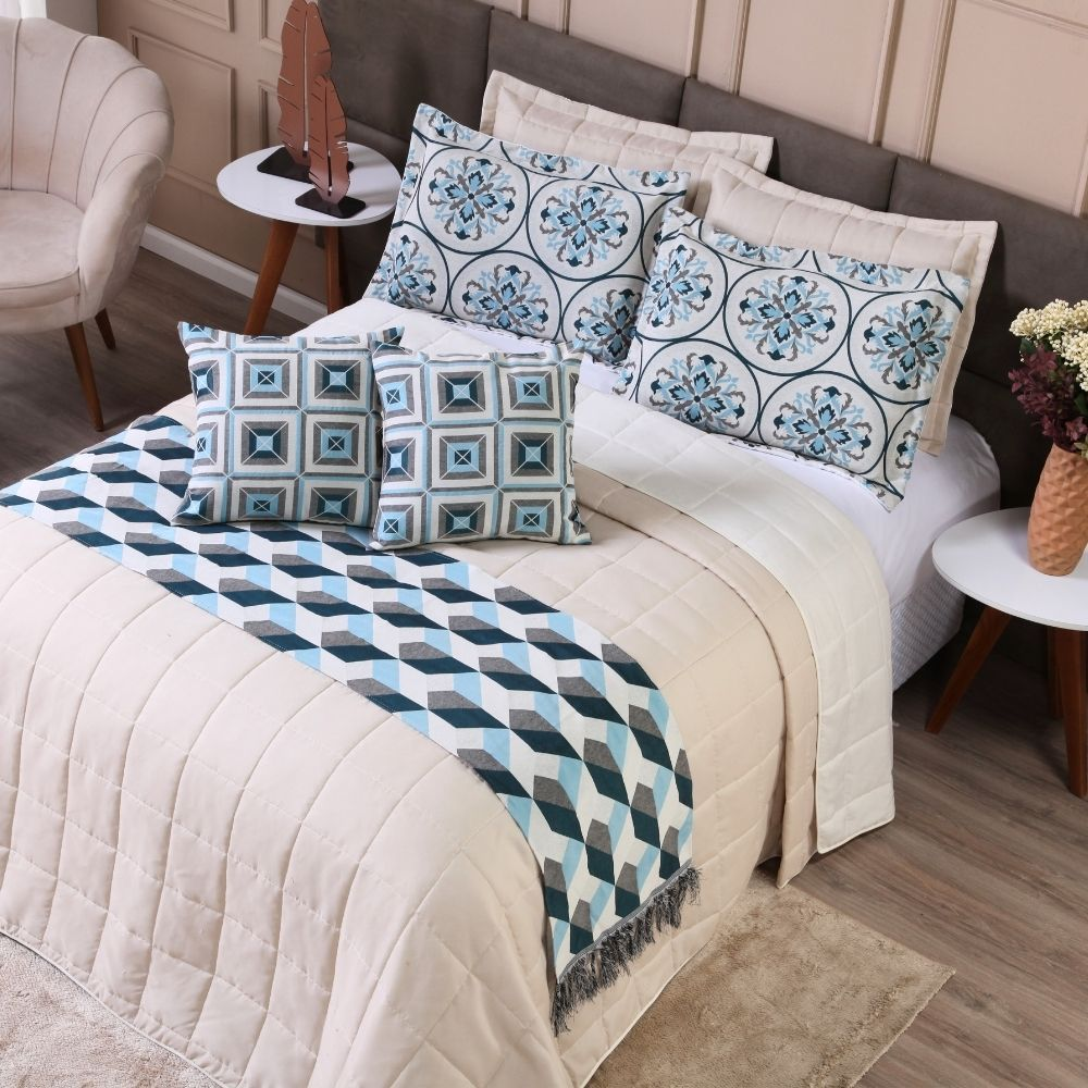 Kit Cobre Leito Casal Padrão 6 Peças Thaeme Franja Sem Enchimentos 2,50mx2,50m