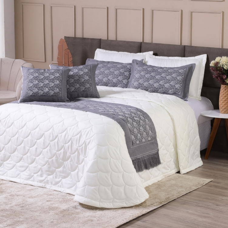 Kit Cobre Leito Casal Padrão 6 Peças Thaeme Franja Sem Enchimentos 2,50mx2,50m