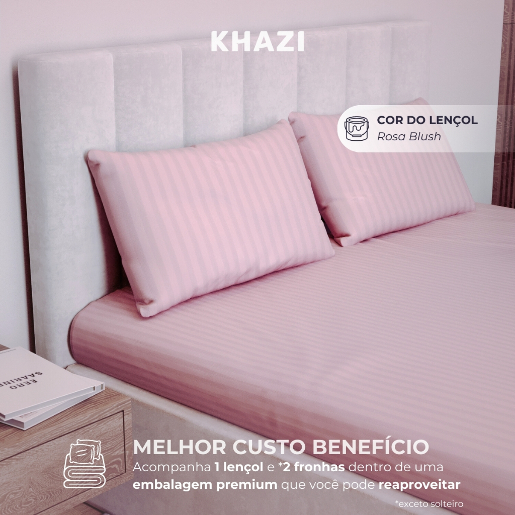 Jogo de Lençol Padronado 3 peças 500 Fios Cama Solteiro Casal Queen King Micro Percal Penteado