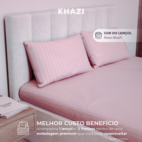 Jogo de Lençol Padronado 3 peças 500 Fios Cama Solteiro Casal Queen King Micro Percal Penteado