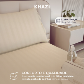 Jogo de Lençol Padronado 3 peças 500 Fios Cama Solteiro Casal Queen King Micro Percal Penteado