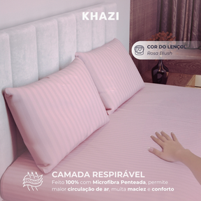 Jogo de Lençol Padronado 3 peças 500 Fios Cama Solteiro Casal Queen King Micro Percal Penteado