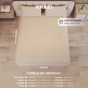 Jogo de Lençol Padronado 3 peças 500 Fios Cama Solteiro Casal Queen King Micro Percal Penteado