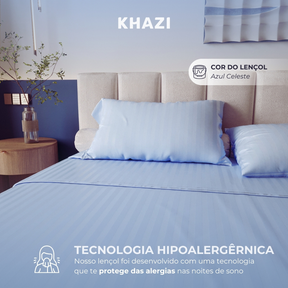 Jogo de Lençol Padronado 3 peças 500 Fios Cama Solteiro Casal Queen King Micro Percal Penteado