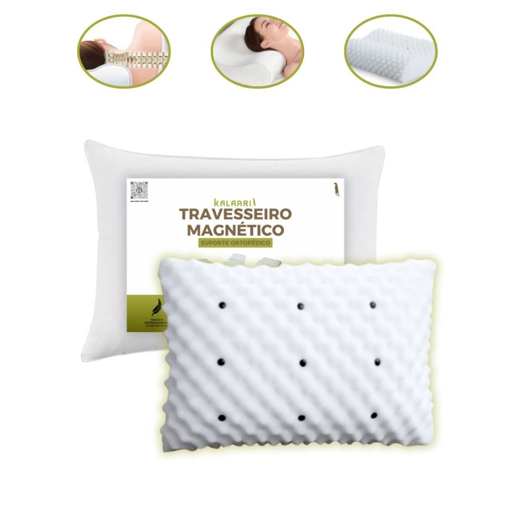 KIT Travesseiro Magnético ALTO ORTOPEDICO Massageador Confortável Soft Infravermelho Luxo