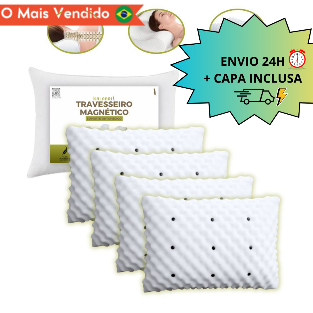 KIT Travesseiro Magnético ALTO ORTOPEDICO Massageador Confortável Soft Infravermelho Luxo