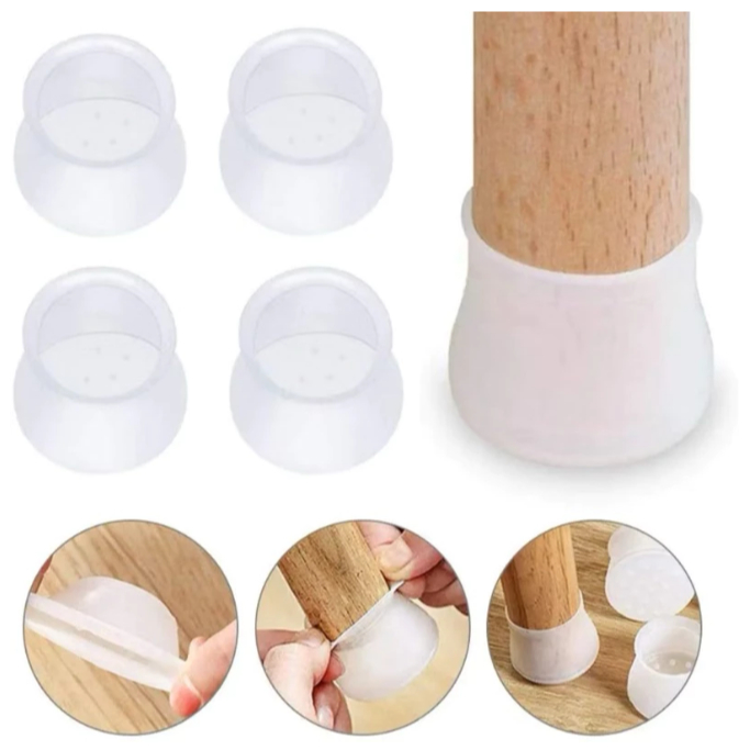 Kit 24/20/16/12 Protetor Silicone Pé de Mesa e Cadeira Proteger o piso