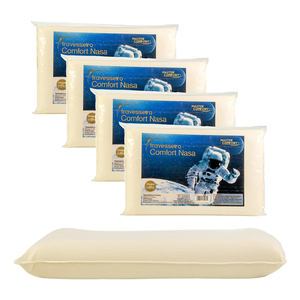 kit 4 e 2 Travesseiro Nasa Para Fronha 70x50cm antiacaro Ortopédico e Anatômico