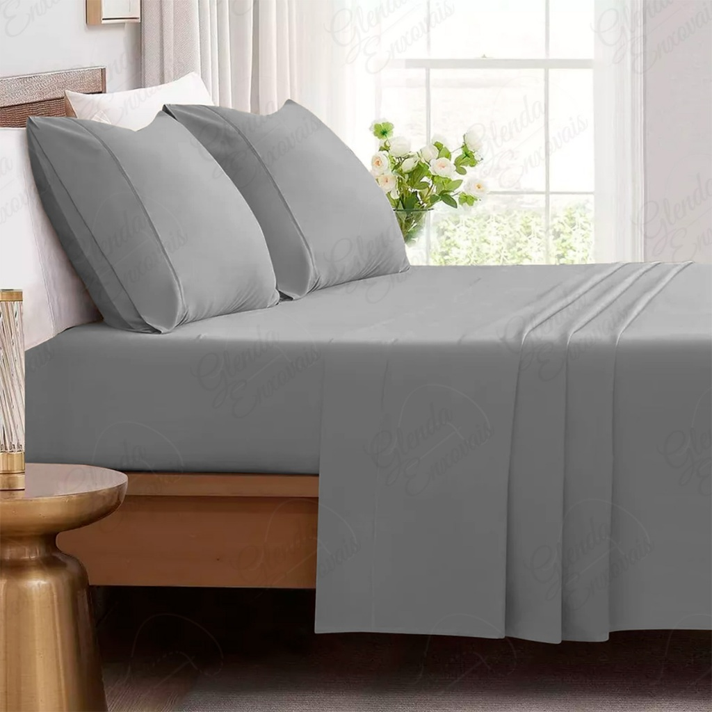 Lençol de Cobrir com Alta Qualidade e Fronhas em Detalhe Ponto Palito-3PCS