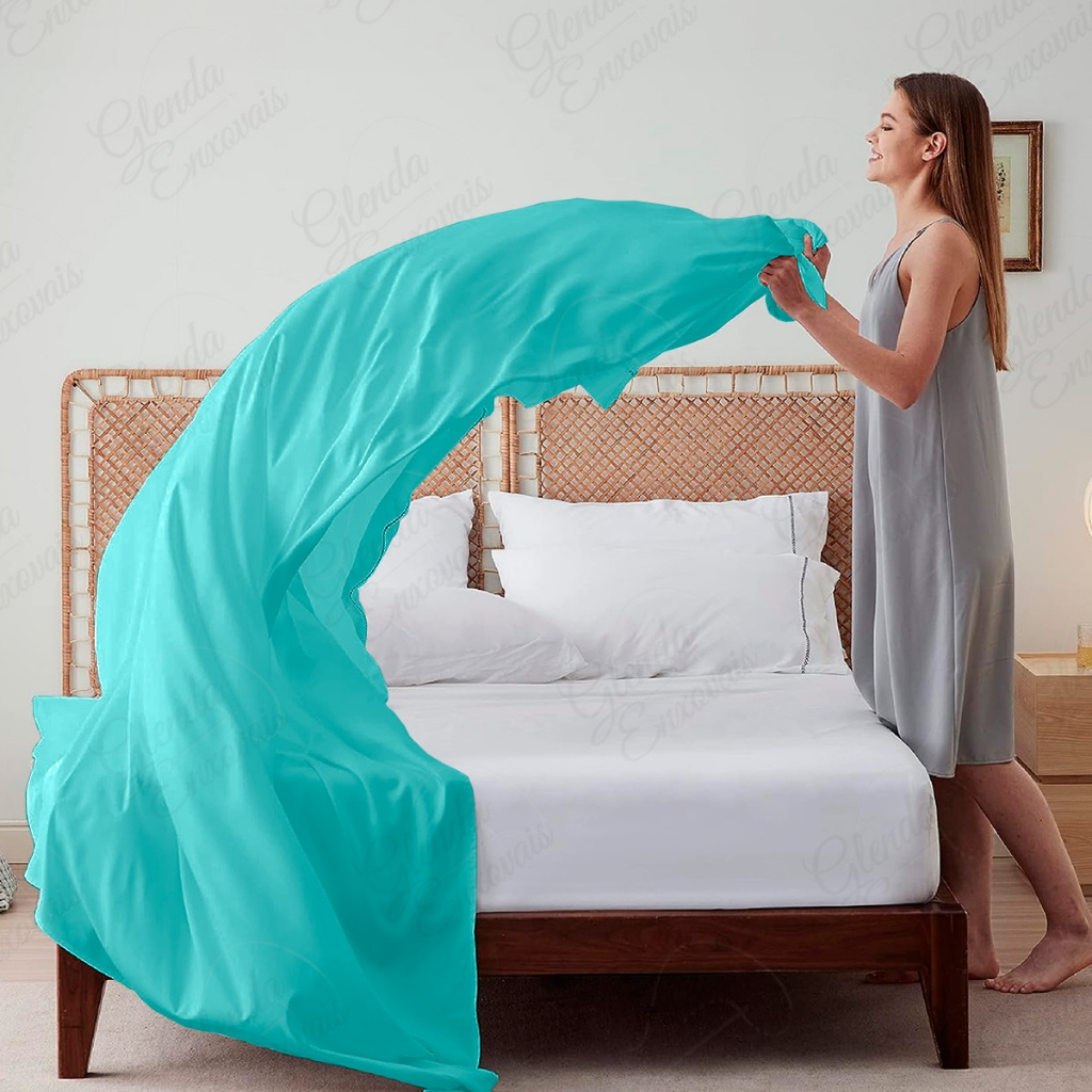 Lençol de Cobrir com Alta Qualidade e Fronhas em Detalhe Ponto Palito-3PCS