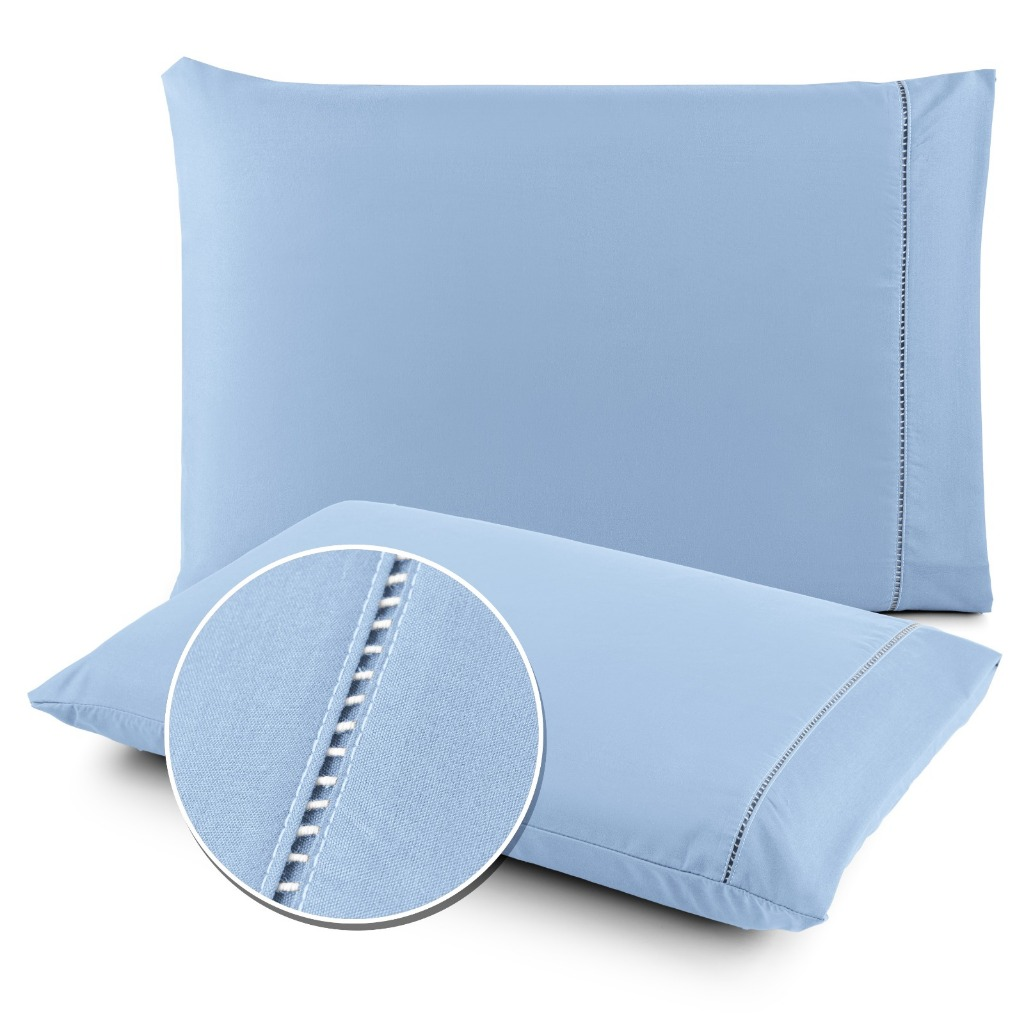 Fronhas em Ponto Palito Kit Com 02 Unidades Tecido Percal 400 Fios - LAURINHA DECOR