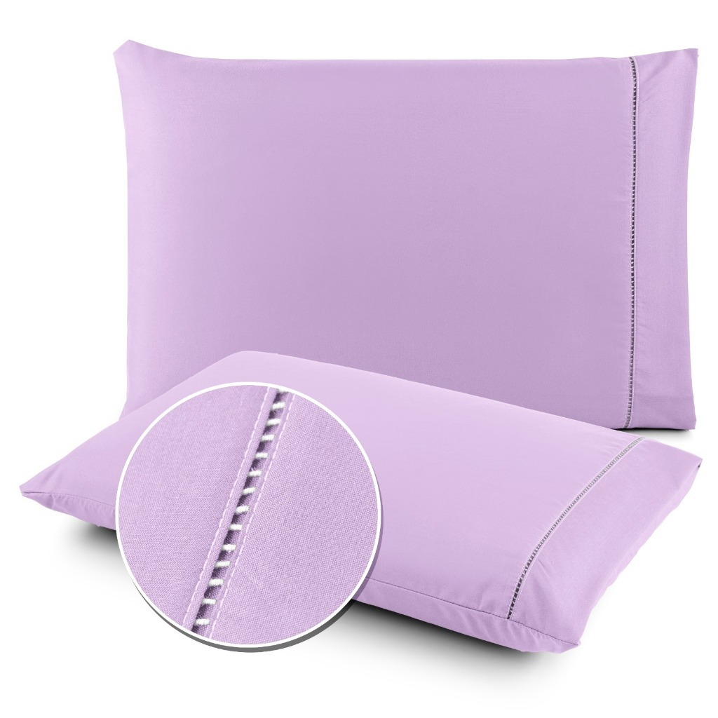 Fronhas em Ponto Palito Kit Com 02 Unidades Tecido Percal 400 Fios - LAURINHA DECOR