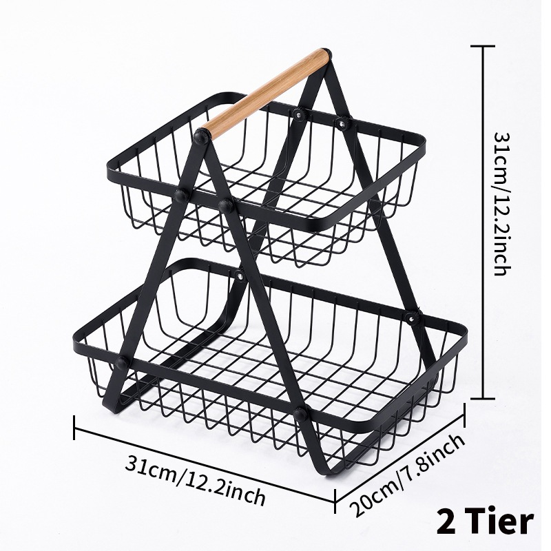 Fruteira De Mesa Organizador De Frutas Cesto Metal Aramado Multiuso Frutas Legumes Luxo Premium 2 - 3 Andares