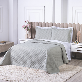 Kit Cobre Leito Casal Padrão 3 Pçs Decor Bordado Sofisticado