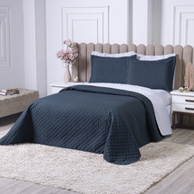 Kit Cobre Leito Casal Padrão 3 Pçs Decor Bordado Sofisticado