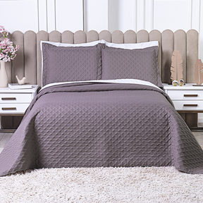 Kit Cobre Leito Casal Padrão 3 Pçs Decor Bordado Sofisticado