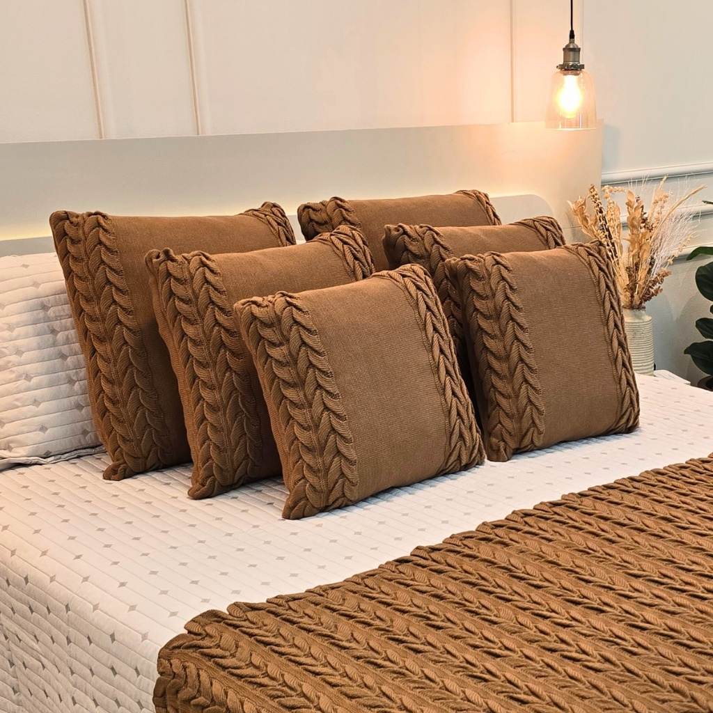 Capa de Almofada Tricot Decorativa Sofá Cama Aconchego Home Decor 45x45cm