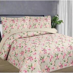 Cobre Leito colcha Casal Dupla Face 3 Peças com Fronhas Estampas Sortidas Decoração