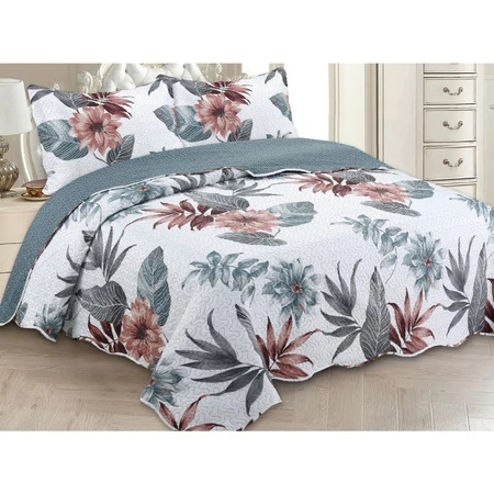 Cobre Leito colcha Casal Dupla Face 3 Peças com Fronhas Estampas Sortidas Decoração