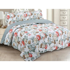 Cobre Leito colcha Casal Dupla Face 3 Peças com Fronhas Estampas Sortidas Decoração