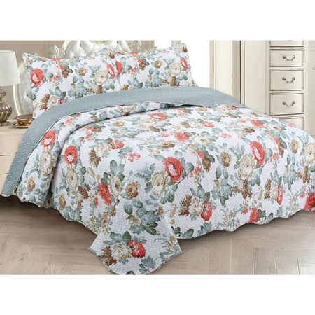 Cobre Leito colcha Casal Dupla Face 3 Peças com Fronhas Estampas Sortidas Decoração