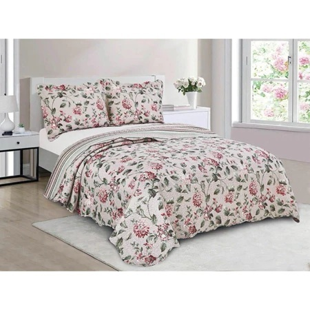 Cobre Leito colcha Casal Dupla Face 3 Peças com Fronhas Estampas Sortidas Decoração