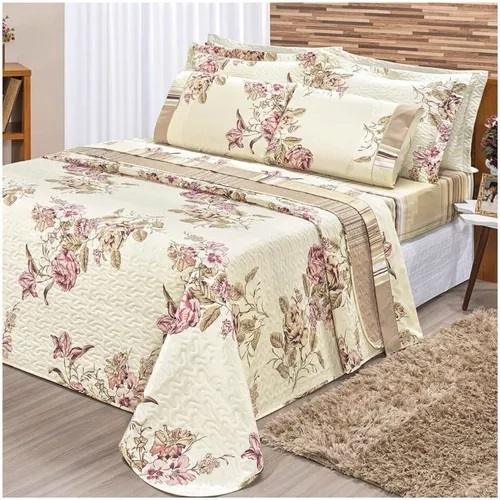 Cobre Leito colcha Casal Dupla Face 3 Peças com Fronhas Estampas Sortidas Decoração