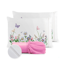 Kit Jogo de Lençol Micropercal 400 Fios Ponto Palito Fronha Estampada