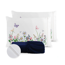 Kit Jogo de Lençol Micropercal 400 Fios Ponto Palito Fronha Estampada