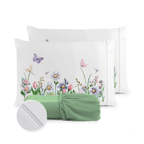 Kit Jogo de Lençol Micropercal 400 Fios Ponto Palito Fronha Estampada