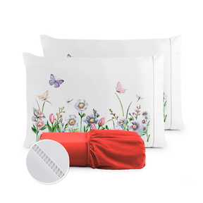 Kit Jogo de Lençol Micropercal 400 Fios Ponto Palito Fronha Estampada